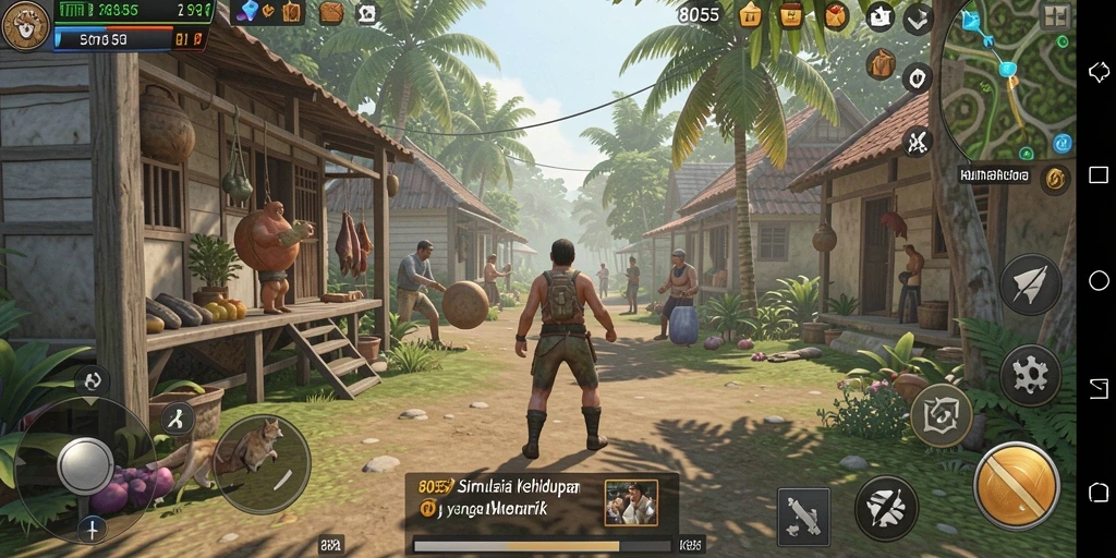 Gameplay menarik dalam 8055 yang menggambarkan kehidupan sehari-hari.