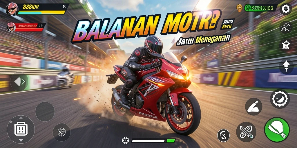 Screenshot menunjukkan pemain beraksi di trek balapan motor yang menegangkan.