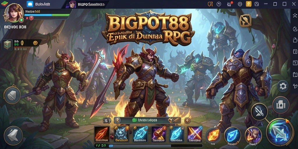 Tampilan gameplay epik dalam BIGPOT88 menampilkan petualangan RPG yang mendebarkan.