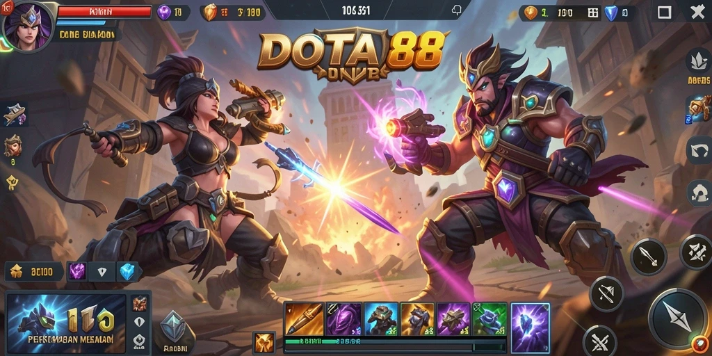 Tangkapan layar DOTA88 menampilkan aksi pertempuran yang intens dan mendebarkan.