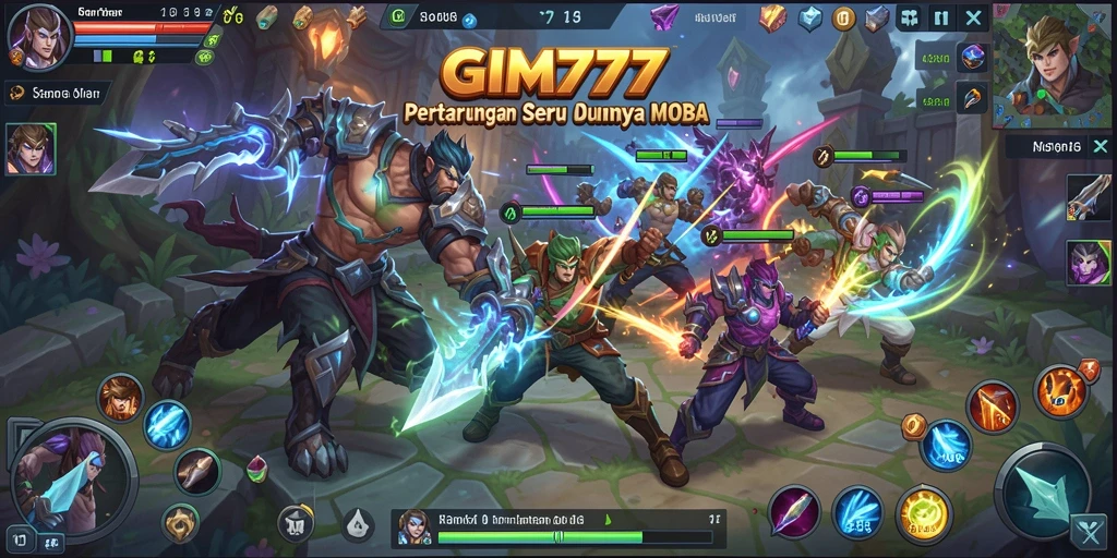 Screenshot GIM777 menampilkan aksi intens dalam pertarungan MOBA.