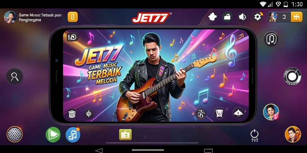 Screenshot gameplay JET77 menampilkan aksi bermain musik yang seru.