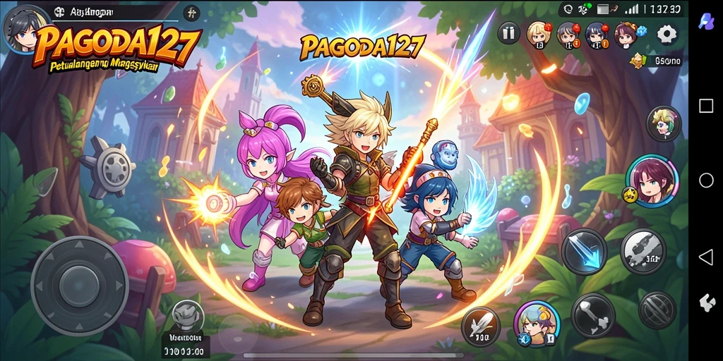 Screenshot gameplay PAGODA127 menampilkan aksi seru dan karakter Anime.