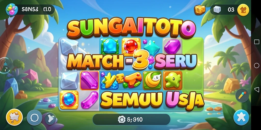 Screenshot gameplay SUNGAITOTO dengan grafis menarik dan tantangan Match-3.